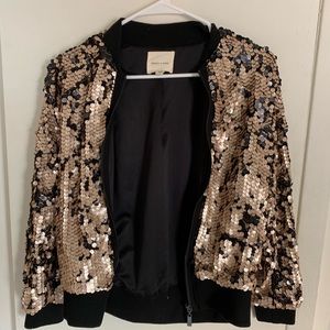 Rose Gold & Black Bomber Jacket